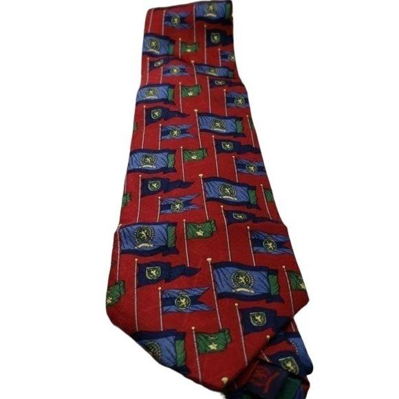 Tommy Hilfiger red countrys flags mens tie - Picture 1 of 5